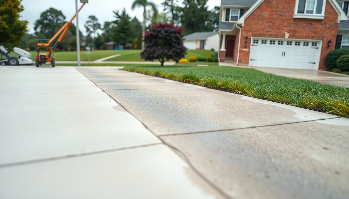 Clean concrete driveway